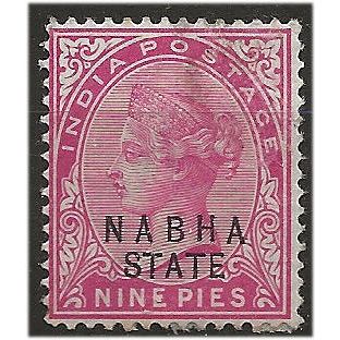 Nabha (ICS) 1892 SG15 9 Pies Carmine Mounted Mint . ..