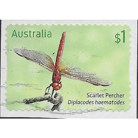 AUS 2017 $1.00 (S/A) 'DRAGONFLIES -SCARLET' (ON PAPER) FINE USED (EBID64-095)