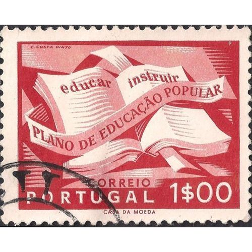 PORTUGAL, People's Education, red 1954, 1.00 Esc, #2