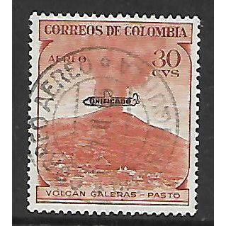 COLOMBIA 1954 AIR 30c BROWN GALERAS VOLCANO PASTO SG795 FINE USED#