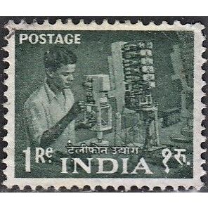 India, 1959 1R Telephone Factory Worker. SG 413 (Scott #316), used