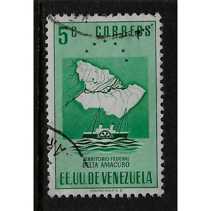 VENEZUELA 1953 5c TURQUOISE ARMS FEDERAL TERR OF DELTA AMACURO SG1192 FINE USED