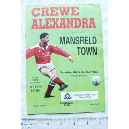 1993 programme Crewe Alexandra FC v. Mansfield Town