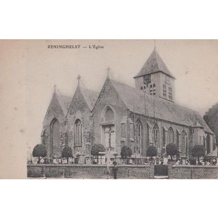 Reninghelst L'Eglise Church Antique Postcard
