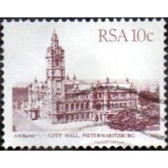 South Africa 1982. 10c Value. Redish Purple. City Hall, Pietermatitzburg F/Used