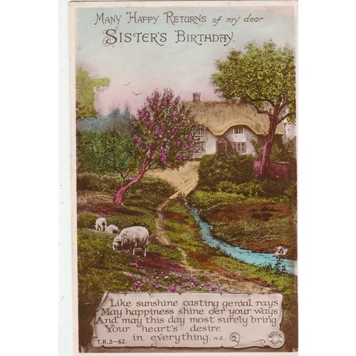 Many Happy Returns Of My Dear Sisters Birthday Greetings Postcard (GRE1389)