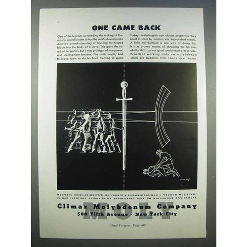 1946 Climax Molybdenum Ad - One Came Back