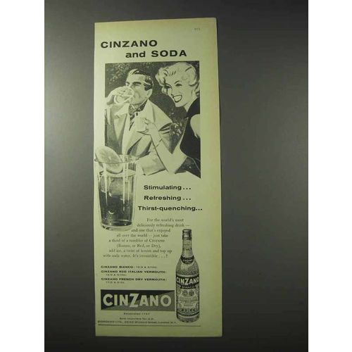 1958 Cinzano Bianco Ad - Cinzano and Soda