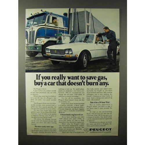 1975 Peugeot Diesel Car Ad - Really Save Gas