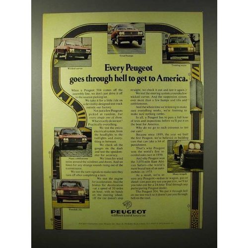 1975 Peugeot 504 Car Ad - Goes Through Hell