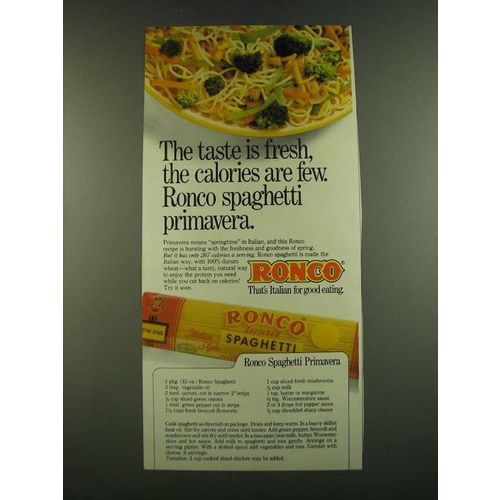 1983 Ronco Spaghetti Ad - Ronco Spaghetti Primavera recipe