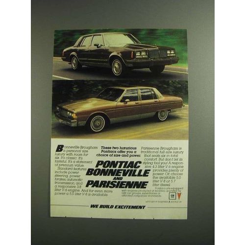 1984 Pontiac Bonneville and Parisienne Cars Ad