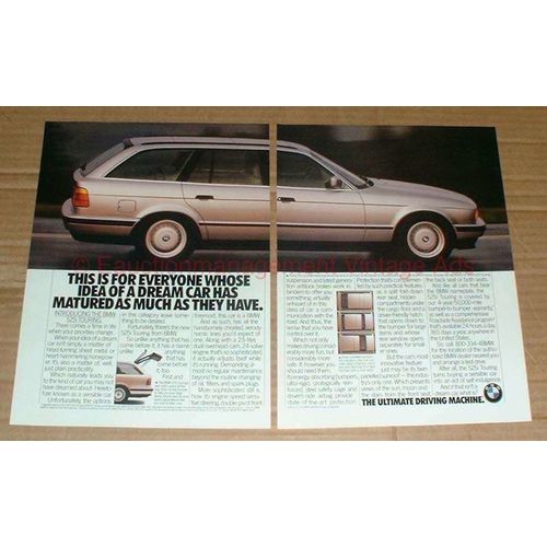 1992 2-page BMW 525i Touring Car Ad - Matured as Much!!