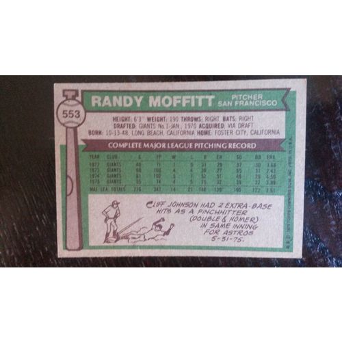 1976 Topps Card # 553 Randy Moffitt Very Good (3) San Francisco Giants