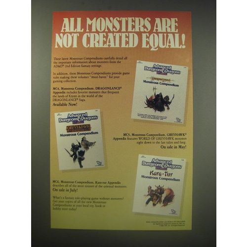 1990 AD&D Advanced Dungeons & Dragons Monstrous Compendiums Ad
