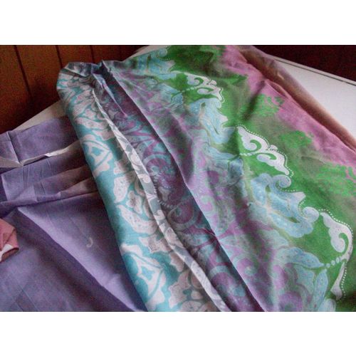 Burkha Lawn LILAC GREEN TURQUOISE PATTERNED INDIAN SHAWL 228x94cms **GC**