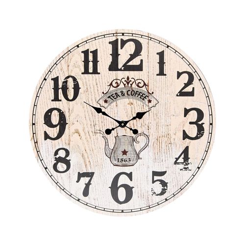 Wanduhr xxl 58cm TEA&COFFEE Vintage Shabby Landhaus Nostalgische Küchenuhr Clock