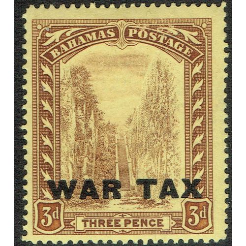 Bahamas 1918 War Tax 3d Purple on Yellow SG98 MM