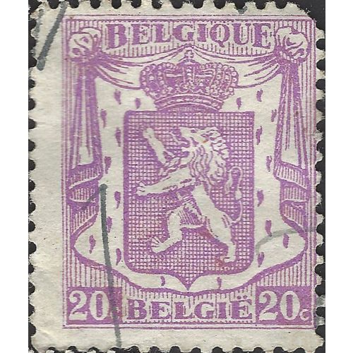 BELGIUM, Lion, Coat of Arms, violet 1936, 20c