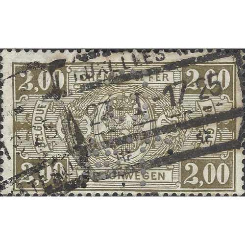 BELGIUM, RAIL, Coat of Arms in Oval, olive brown 1923, 2F, #5