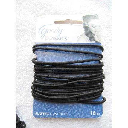 18 Thin Black Goody Classics Nona Ponytailer Hair Bands With Metal Elastics Aged