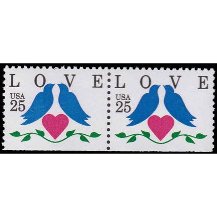2441 25c Love Fine MNH BPS Hor Pair Bottom V4699