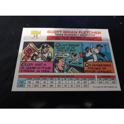 1988 Topps Big Card # 019 Scott Fletcher Very Good-Excellent (4) Texas Rangers
