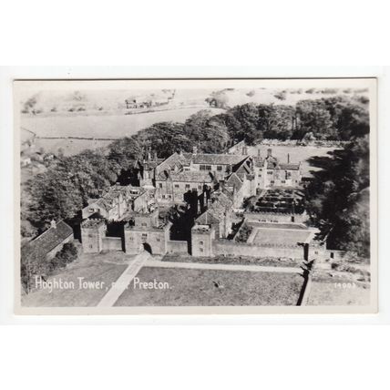 Aerial View of Hoghton Tower near Preston Postcard RP Lancashire Aero Pictorial
