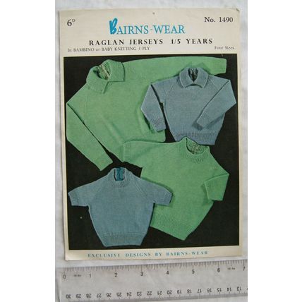 Vintage: Bairnswear No. 1490 raglan jerseys, bambino or 3 ply