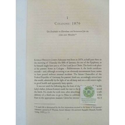 ADENAUER THE FATHER OF THE NEW GERMANY by CHARLES WILLIAMS HCDJ