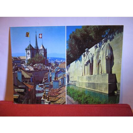 2 VIEWS, GENEVE, GENEVA SWITZERLAND unsed postcard dated 1995 =