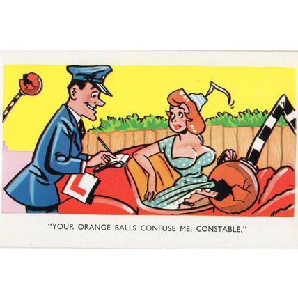 Car Accident Crash Belisha Beacon Zebra Crossing Comic Disaster Postcard