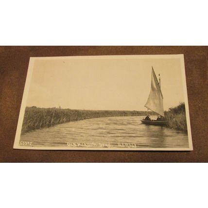 Real photographic postcard -Sailing @ Old Meadow Dyk Horsey, The Broads, Norfolk