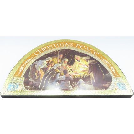 Nativity Scene Tea Light Holder Round Glass 12.5 Christmas Gift Holiday Home