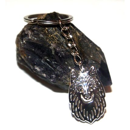 WOLF DOG KEY RING WITH KEY CHAIN & VELVET GIFT BAG