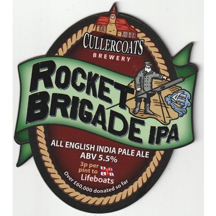 UNUSED PUMP CLIP FRONT - CULLERCOATS BREWERY - ROCKET BRIGADE INDIA PALE ALE