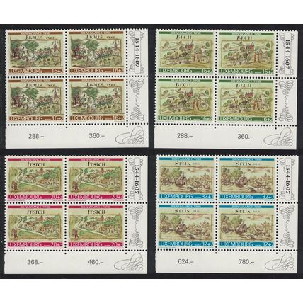 Luxembourg Villages 16th-century drawings 4v Corner Blocks of 4 1998 MNH