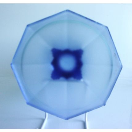French Art Deco Blue Glass Part Frosted Vase.