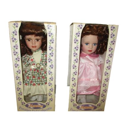Ed's Variety Store Vintage 1999 (2) Memory Dolls Both with Display Stands