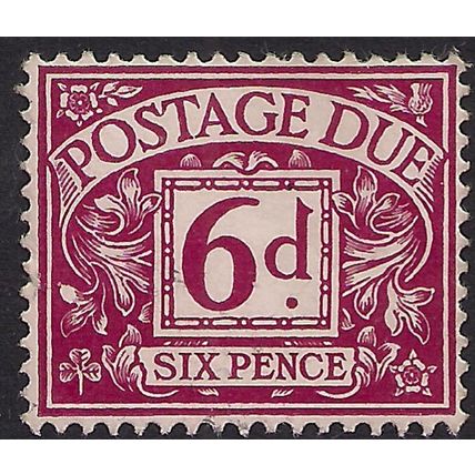 GB 1968 - 69 QE2 6d Purple Postage Due used No Wmk SG D73 ( F1153 )