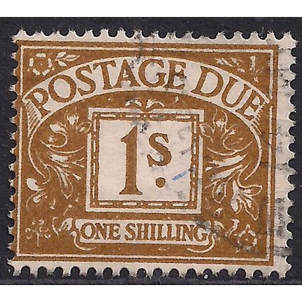 GB 1960 QE2 1/-d Ochre Postage Due Used SG D64 Wmk 179 ( D1172 )