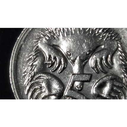 Australia 1988 5c Echidna ~ Die Chip/Cud on Front Claw - Circulated [1a1]