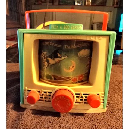 Fisher Price Music Box Peek A Boo Screen TV # 196 7 1/4" Wide Working 1964