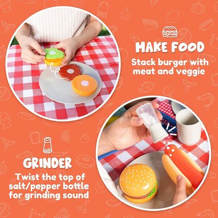 JOYIN 34 PCS Kitchen Toy Set, BBQ Play Grill, Cooking Toy Set, Little Chef Play,