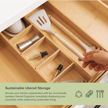 Adjustable Kitchen Drawer Organizer for Utensils and Junk, Food-Safe Contract Gr