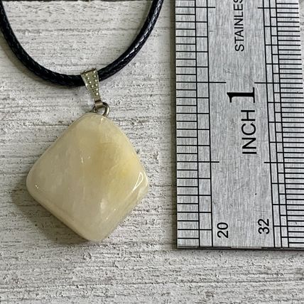 Natural Yellow Calcite Crystal Pendant Necklace Adjustable Cord Chain 20"