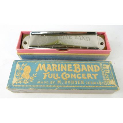 Vintage Hohner C Harmonica Marine Band Full Concert w/ Box - Made In Germany