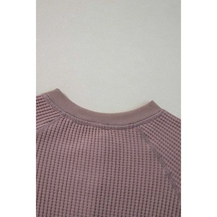 Chestnut Textured Knit Henley Long Sleeve Top