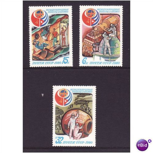 RUSSIA 1980 SPACE FLIGHT SG 5035/5037 SET 3 VALS U/M MINT