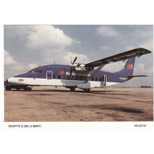 British Midland Shorts S360,G-Bmhy Aircraft Postcard (A23099)